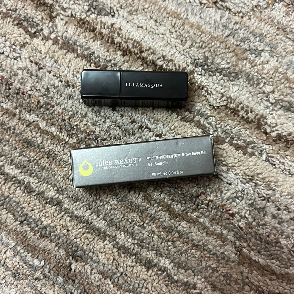 Juice beauty eyebrow gel and illamasqua lipstick